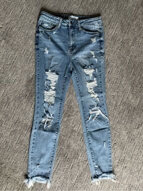 Judy Blue Light Blue Distressed Skinny Jeans